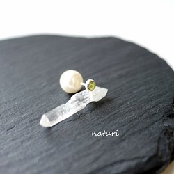 【noix】sv925 peridot pierce with pearl catch (1pc) 第1張的照片