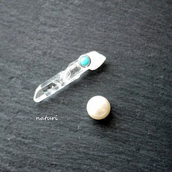 【noix】sv925 turquoise pierce with pearl catch (1pc) 1枚目の画像