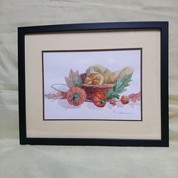 果物と野菜の静物 - 水彩スケッチ 1枚目の画像