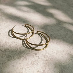 金工系列 - 雙月黃銅耳環 第1張的照片