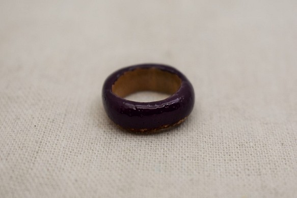 指輪　9号    白漆朱合漆研出紫漆 1枚目の画像