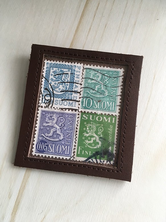 フィンランド切手の革額縁バッジ⑤ 1枚目の画像