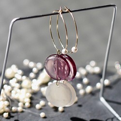 施華洛世奇珍珠紫紅色K14GF耳環5031 第1張的照片