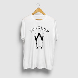 ジャグラーペンギン2 動物イラストアーチロゴTシャツ 手品マジック 1枚目の画像