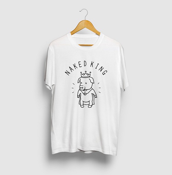 裸の王様 子ブタ 豚 動物イラストTシャツ 絵本キッズ 1枚目の画像