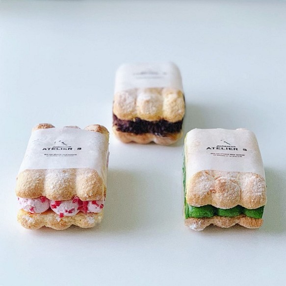 ラッピング無料 アイスビスキュイサンド3個セット 3種類 各1個 スイーツ お菓子 パン Patisserie Atelier S 通販 Creema クリーマ ハンドメイド 手作り クラフト作品の販売サイト