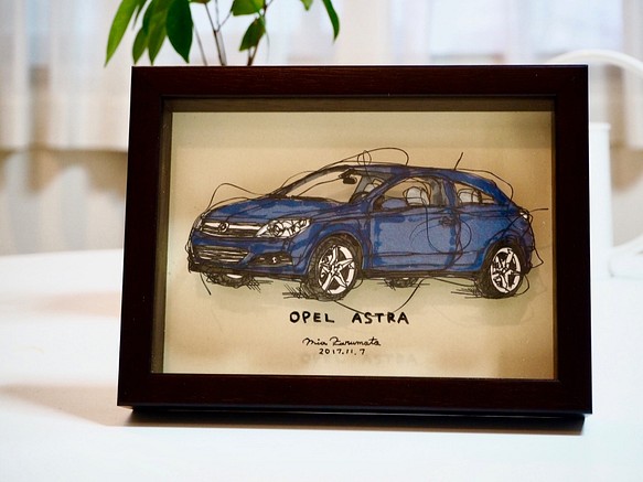 【車の切り絵】立体額/ OPEL ASTRA/キャビネサイズ