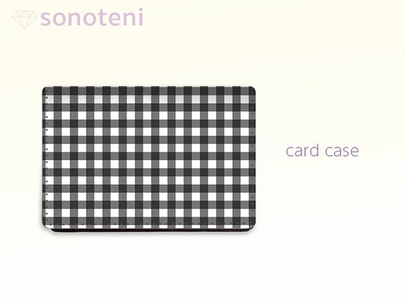 大容量　カードケース　名刺ケース　ギンガムチェック　1　黒【受注生産】#114-cc 1枚目の画像