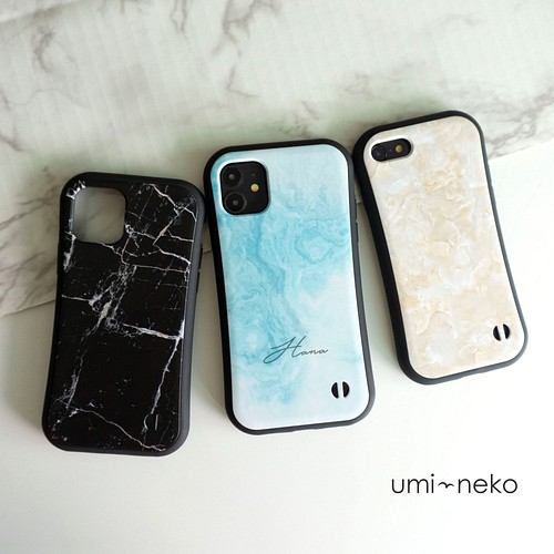 Iphone限定 スマホケース グリップケース 大理石風 名入れ 文字入れ ニュアンス Iphone Pm05u Iphoneケース カバー Umi Neko 通販 Creema クリーマ ハンドメイド 手作り クラフト作品の販売サイト