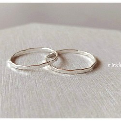 {Sv925}  *Simple Hummered Ring* シルバー細リング /9号 1枚目の画像