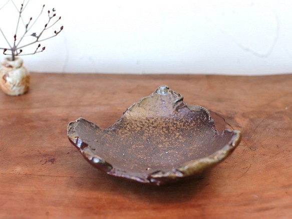 Bizen Ware切碎的盤子（13厘米寬）SR8-015 第1張的照片