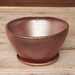 備前陶器盆栽【帶碟】u-035 第1張的照片