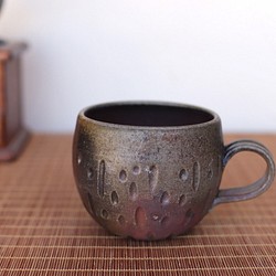 備前焼 コーヒーカップ(丸)　c4-052 1枚目の画像