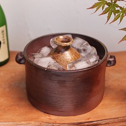 一套Bizen陶器清酒和清酒瓶冷卻器t-074 第1張的照片