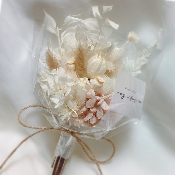 再販×18 ホワイトベージュ系 ミニブーケ ドライフラワー 花束 ブーケ スワッグ 母の日 ギフト 1枚目の画像