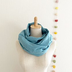 ♡日本製造的蓬鬆竹節雙層紗布圍脖♡淺藍色 第1張的照片