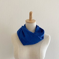 ♡蓬鬆的國產雙層紗布圍脖♡藍色（100% 棉） 第1張的照片