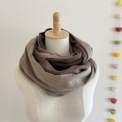 日本製造♡蓬鬆竹節雙層紗布圍脖♡長款♡棕色 x 摩卡米色 第1張的照片