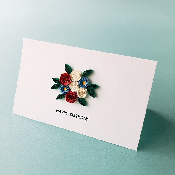 メッセージカード / バラ【HAPPY BIRTHDAY】紙で出来てる立体カード 1枚目の画像