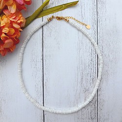 White Clamshell Necklace/14kgf ホワイトクラムシェル ネックレス 1枚目の画像