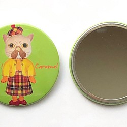 ネコの缶バッジミラー(キャラメル) 1枚目の画像