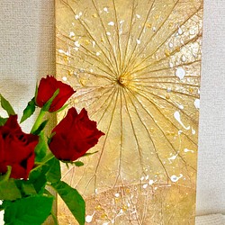 【一点もの】オシャレでユニークな蓮の葉ハッピーアート アンティーク調　洋室　和室 1枚目の画像