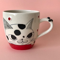 猫絵肉球マグ(白黒猫) 『猫のマグカップ』 1枚目の画像