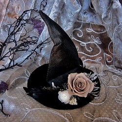 ハロウィン　魔女の帽子　プリザーブドフラワー 1枚目の画像