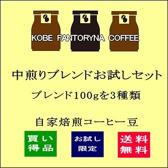 送料込み お試し ブレンドコーヒー セット 【中煎り】 300g 自家焙煎珈琲 コーヒー豆 送料無料 1枚目の画像