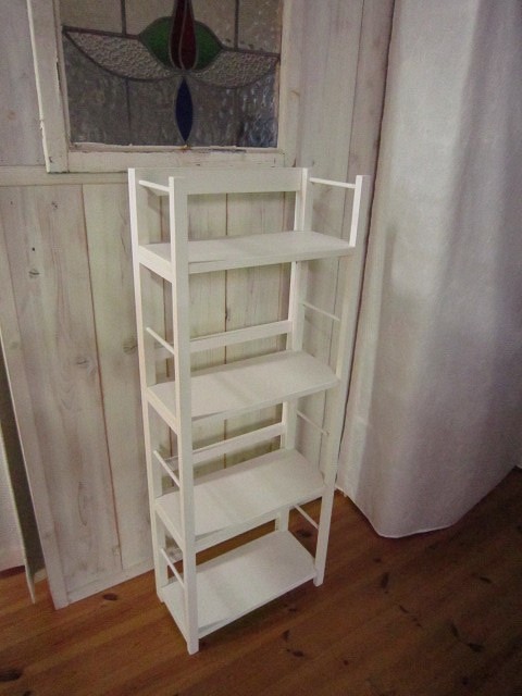 簡単折り畳み式BOOKシエルフ（本棚）道具無しで折り畳み出来る飾り棚シリーズ　シンプルトップミルキーホワイト 1枚目の画像