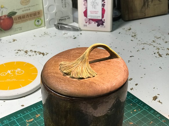 ［客製］銀杏木刻杯蓋（可客製造型） 第1張的照片