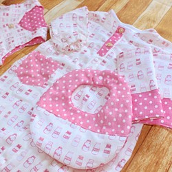 嬰兒禮品*禮品*牛奶圖案嬰兒衣服套裝*粉色 第1張的照片