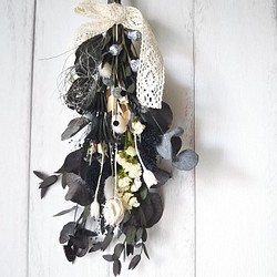 スワッグ　ドライフラワー　渋い　モノトーン　ふんわり　自然　花束　幸福を呼ぶ　インテリア雑貨　壁飾り　プリザーブドフラワ 1枚目の画像