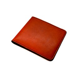 薄い折り財布（オレンジ）：サツバサミ4ポケット（栃木レザー使用） 1枚目の画像