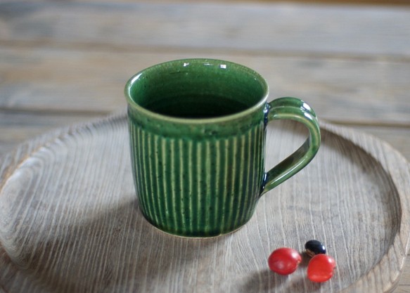 マグカップ（緑/鎬） 1枚目の画像