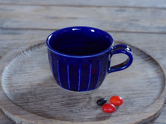瑠璃釉コーヒーカップ（面） 1枚目の画像