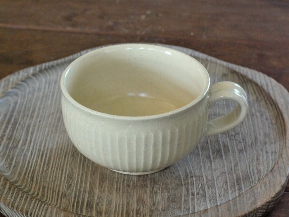 白橡釉　スープカップ(鎬) 1枚目の画像