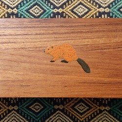 手繪河狸柚木盒(接受手繪客製寵物) 第1張的照片