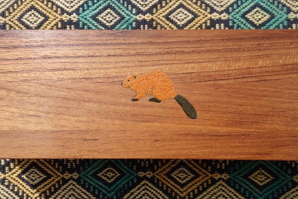 手繪河狸柚木盒(接受手繪客製寵物) 第1張的照片