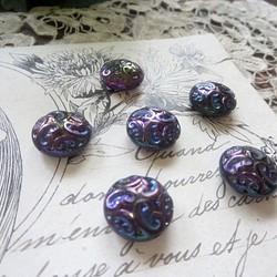 *♥*Czech Art Deco Glass Beads Iridescent Purple*♥* 1枚目の画像