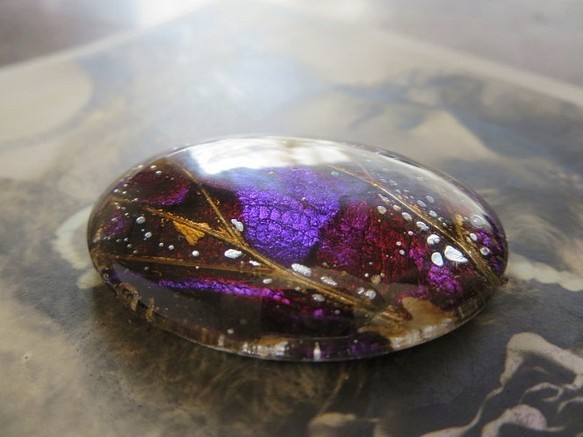*♥*Butterfly Wing Cabochon Violet Bronze*♥* 1枚目の画像