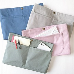 カラー帆布のバッグインバッグ（ピンクグレー） 1枚目の画像