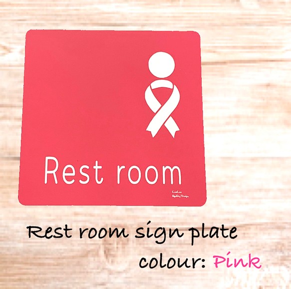 【送料無料】Rest roomサインプレートPink Ver. 店舗 看板 標識 1枚目の画像
