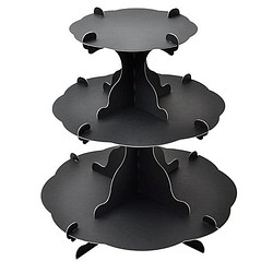 アフタヌーンティー風組立式3段テーブル　ブラック 　　(No.44-5821) 1枚目の画像