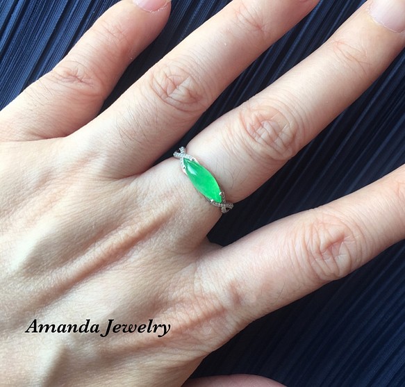 Amanda Jewelry 『開幕慶 優惠實施中』天然緬甸A貨翡翠 木拿種 陽綠 鑽戒 第1張的照片