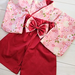 ベビー袴　3ヶ月〜１歳半　桜×蝶　ひなまつり　初節句　ピンク