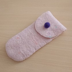 【送料無料】  ペンケース  メガネケース  羊毛フェルト  ピンク 1枚目の画像