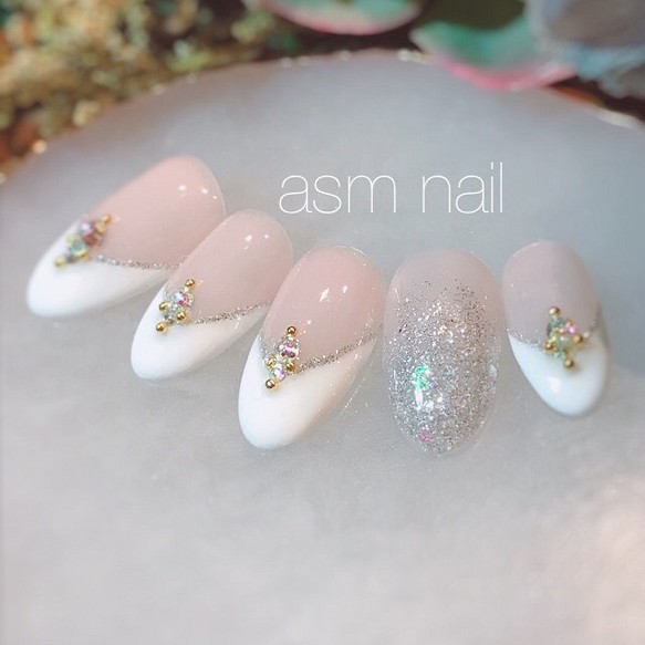 56 ネイルチップ ジェルネイル asmnail フレンチ ネイルチップ（つけ爪