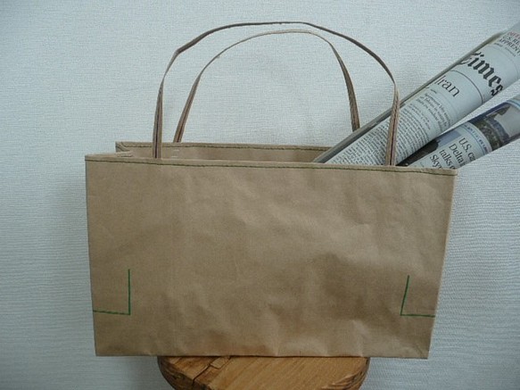 最終値下げ 米袋バッグ ちっちゃい お袋さん バゲットバッグ 【新品】 緑ステッチ