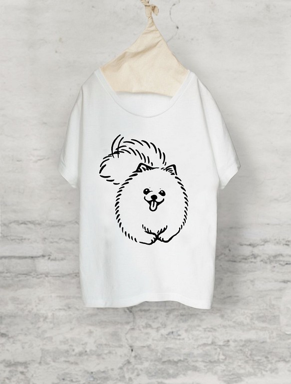 博美犬　飛鼠袖T恤 （白）犬 第1張的照片